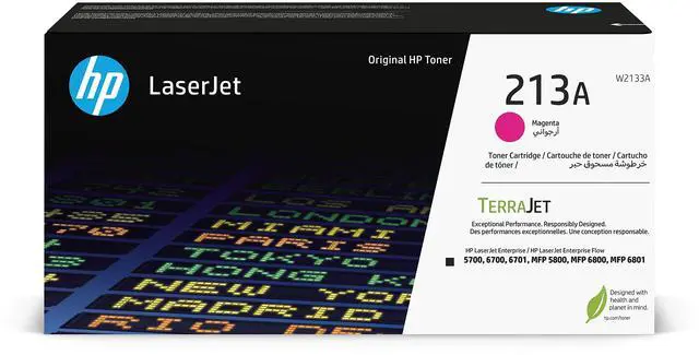 Main image of 213A Magenta Original LaserJet Toner Cartridge, W2133A. Works LaserJet Enterprise 5700, 5800, 6700, 6701, 6800, 6801