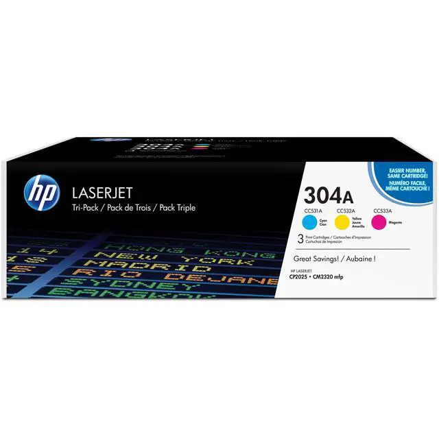 Alt view image 7 of 7 - Original 304A Cyan, Magenta, Yellow Toner Cartridges (3-Pack) | Works Color LaserJet CM2320 MFP, Color LaserJet CP2025 Series | CF340A