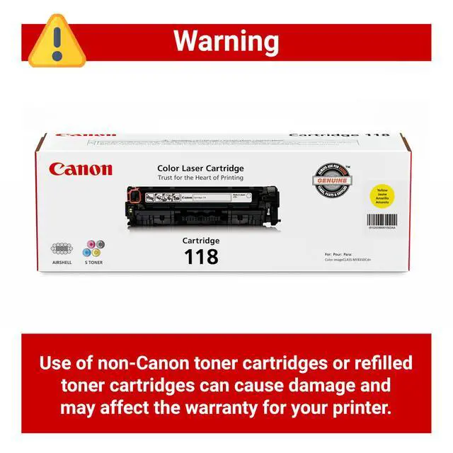 Alt view image 4 of 6 - Genuine 118 Yellow Toner Cartridge Compatible with MF720 Series, LBP7200Cdn, LBP7660Cdn, MF8300 Series, MF8580Cdw
