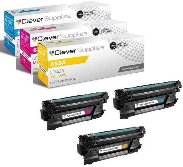 Main image of CS Replacement Toner Cartridge Compatible with HP 655A CF451A Cyan CF453A Magenta CF452A Yellow Color Enterprise M652dn M652n M653dh M653dn M653x M681 M681dh Toner Cartridge 3 Color Set