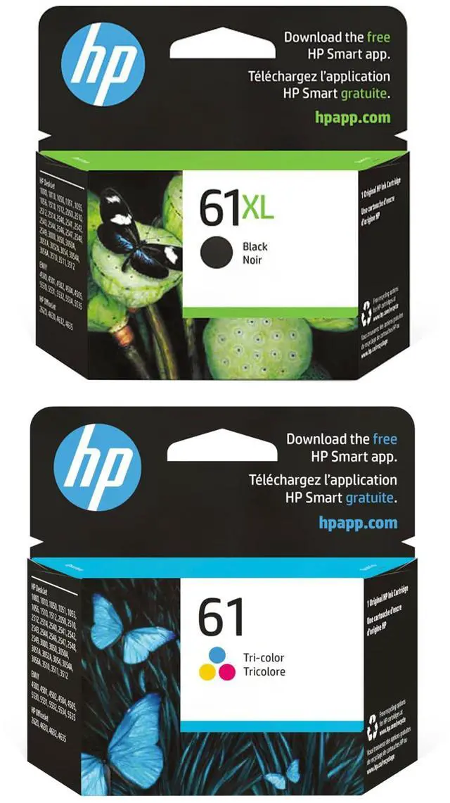 Main image of Original 61 Tri-Color / 61XL Black Ink Cartridges (2-Pack) | Works DeskJet 1000, 1510, 2050, 2500, 3000, 3510 Envy 4500, 5530