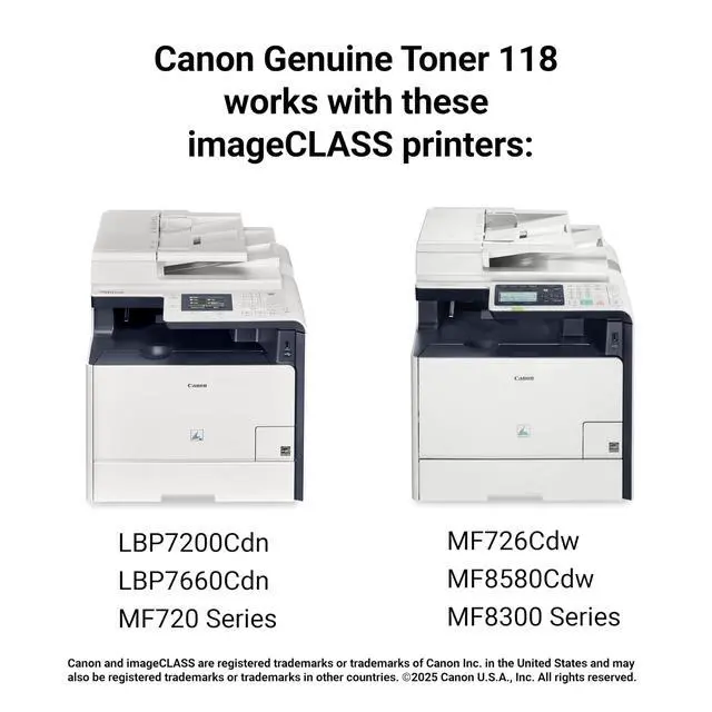 Alt view image 6 of 6 - Genuine 118 Yellow Toner Cartridge Compatible with MF720 Series, LBP7200Cdn, LBP7660Cdn, MF8300 Series, MF8580Cdw