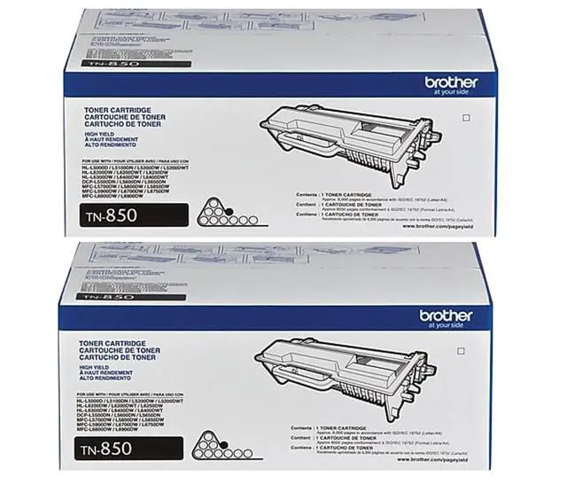 Alt view image 2 of 6 - TN-850 DCP-L5500 L5600 L5650 HL-L5000D L5100 L5200 L5200 Toner Cartridge (Black) in Retail Packaging - 2 Pack