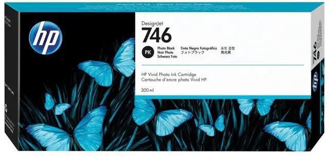 Main image of 746 Photo Black 300-ml Genuine Ink Cartridge (P2V82A) for DesignJet Z6 & Z9+ Large Format Printers
