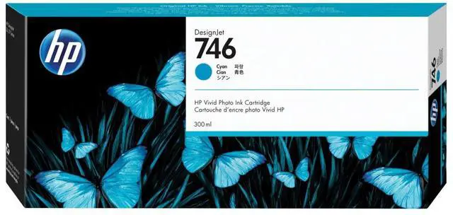 Main image of 746 Cyan 300-ml Genuine Ink Cartridge (P2V80A) for DesignJet Z6 & Z9+ Large Format Printers