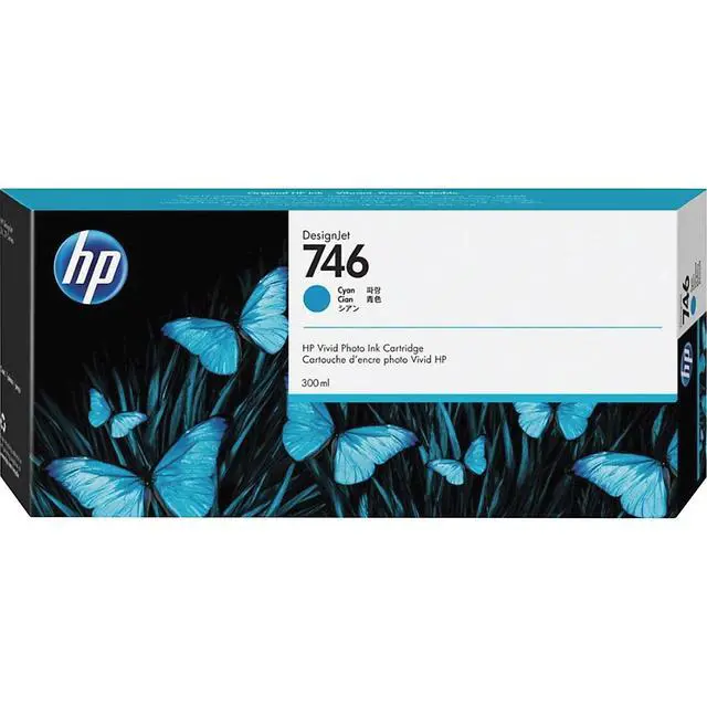 Alt view image 3 of 3 - 746 Cyan 300-ml Genuine Ink Cartridge (P2V80A) for DesignJet Z6 & Z9+ Large Format Printers