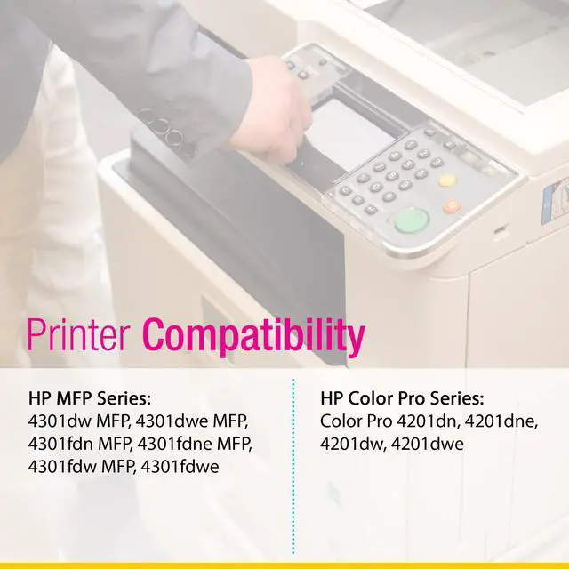 Alt view image 5 of 6 - CS Replacement Compatible with HP 4201dwe Toner Cartridge W2100A W2101A W2103A W2102A to use with Color Pro 4201dn 4201dne 4201dw 4201dwe MFP 4301dw MFP 4301fdwe (4-Color Set)