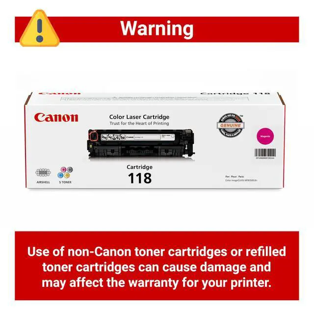 Alt view image 4 of 6 - Genuine Toner, Cartridge 118 Magenta (2660B001), 1 Pack, for Color imageCLASS MF8350Cdn, MF8380Cdw, MF8580Cdw, MF729Cdw, MF726Cdw, LBP7200Cdn, LBP7660Cdn Laser Printer