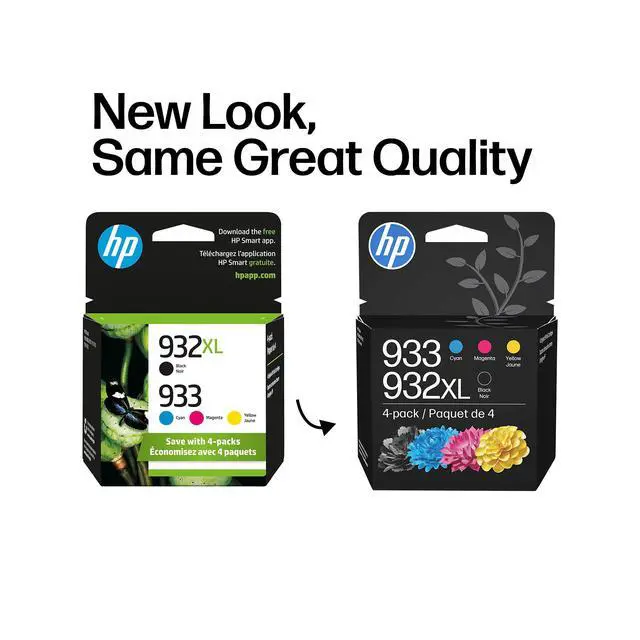 Alt view image 3 of 7 - 932XL/933 High Yield Black and Standard C/M/Y Color Ink Cartridges