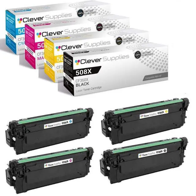 Main image of CS Replacement Toner Cartridge Compatible with HP 508A CF360X Black CF361A Cyan CF363A Magenta CF362A Yellow 508X Color Enterprise M533X M552DN M553DN M553N M577C M577F M577Z 4 Color Set