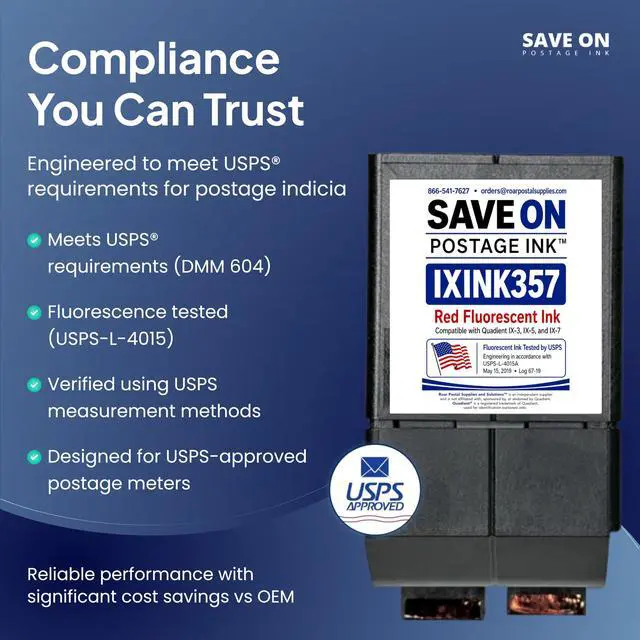 Alt view image 3 of 7 - Compatible IXINK357 Quadient Neopost Ink Cartridge (1 Pack, Standard Capacity) - Fluorescent Red Printer Ink Cartridge for IX3 IX5 & IX7 Mailing System & Postage Meter - Replacement Inkjet Printer Ink
