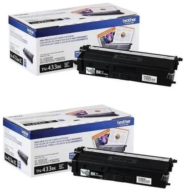 Main image of Genuine TN433BK 2-Pack High Yield Black Toner Cartridge with Approximately 4,500 Page Yield/Cartridge