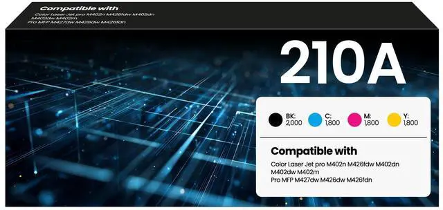 Main image of 210A Toner Cartridge 4Pack | Compatible with HP 210A 210X Toner Cartridge with 210A Toner | Color Laser Jet Pro MFP 4301fdw 4201dw 4201dn 4301fdn 4301fdw 4301dw Printer | (Black/Cyan/Magenta/Yellow)