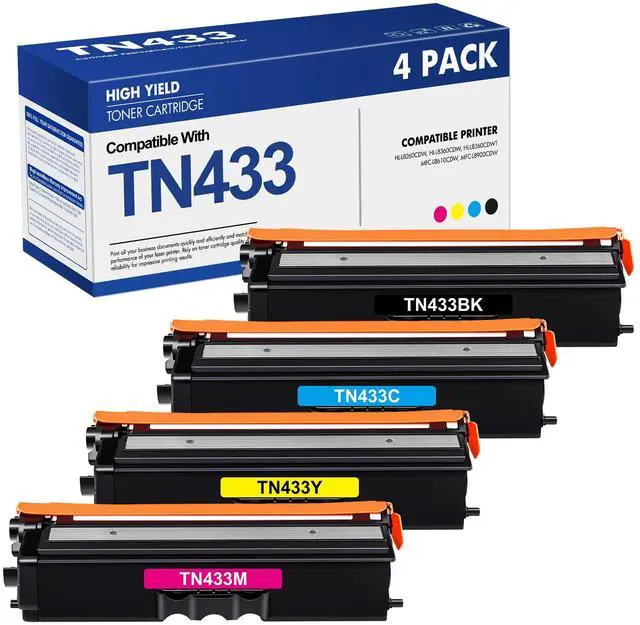 Main image of TN433 TN-433 4-Pack Toner Cartridges Set TN431 TN 433 MFC-L8900cdw L8360CDW | Compatible for Brother TN433BK TN431 Toner for MFC-L8900CDW HL-L8360CDW HL-L8260CDW MFC-L8610CDW HL-L8360CDWT Printer Ink