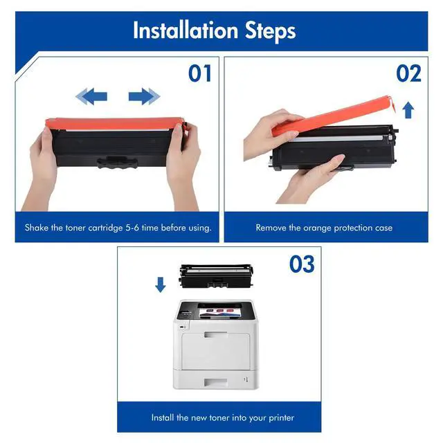 Alt view image 6 of 6 - TN433 TN-433 4-Pack Toner Cartridges Set TN431 TN 433 MFC-L8900cdw L8360CDW | Compatible for Brother TN433BK TN431 Toner for MFC-L8900CDW HL-L8360CDW HL-L8260CDW MFC-L8610CDW HL-L8360CDWT Printer Ink