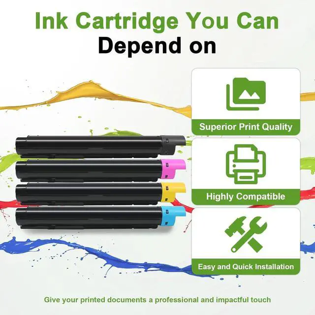 Alt view image 5 of 7 - C7000 Toner Cartridge (with Chip) 106R03757 106R03758 106R03759 106R03760 | Replacement for Xerox Versalink C7000 C7000DN C7000N Printer (4-pack, bk-11.5k cmy-10.6k pages)