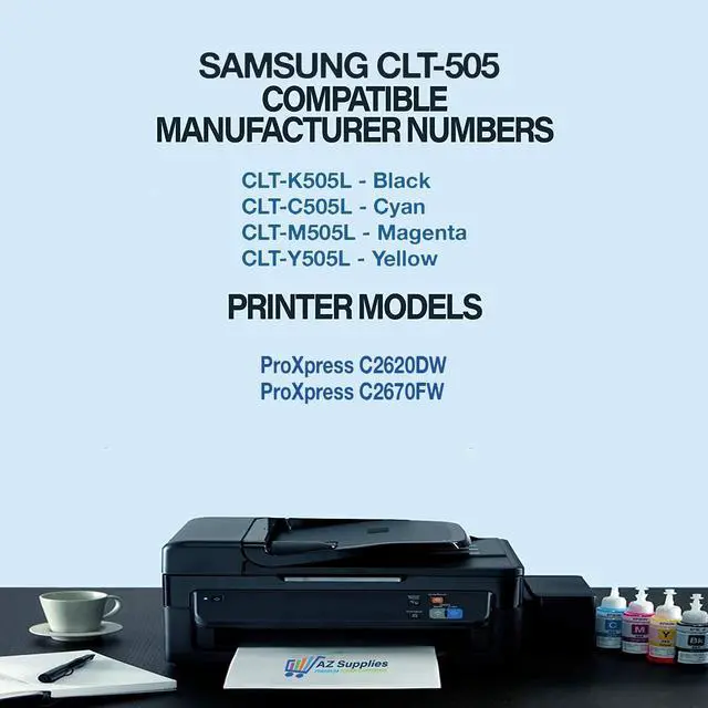 Alt view image 2 of 7 - Compatible Toner Cartridge Replacement for Samsung CLT-505 CLT-K505L CLT-C505L CLT-M505L CLT-Y505L ProXpress C2620DW ProXpress C2670FW (Black Cyan Magenta Yellow - 4 Packs)
