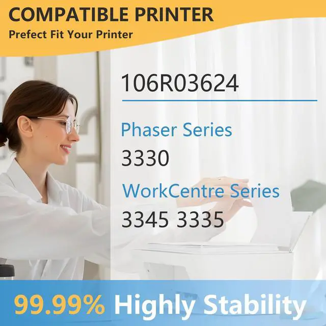 Alt view image 2 of 6 - Phaser 3330 Extra High Capacity Toner Cartridge (2-Pack, Black): 106R03624 Toner Cartridge Replacement for Xerox Phaser 3330 WorkCentre 3335 3345 Printer