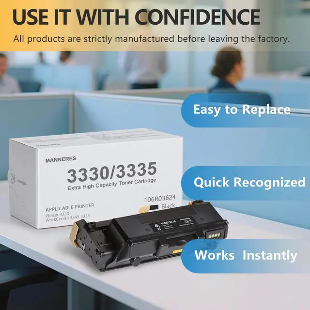 Alt view image 5 of 6 - Phaser 3330 Extra High Capacity Toner Cartridge (2-Pack, Black): 106R03624 Toner Cartridge Replacement for Xerox Phaser 3330 WorkCentre 3335 3345 Printer