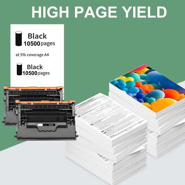 Alt view image 5 of 7 - Compatible 147A Toner Cartridge Replacement for HP 147A W1470A Toner for LaserJet Enterprise M610dn M611x M612x MFP M634h M634dn M635z M635h M635fht Printer (10,500 Pages, High Yield, 2 Black)