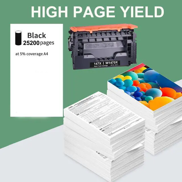Alt view image 4 of 7 - 147X Black Toner Cartridge 1-Pack with Chip Compatible Replacement for HP 147X 147A W1470X W1470A for HP Laserjet Enterprise M610n M611dn M611x M612dn M612x MFP M634h M635fht Printer High Yield Ink