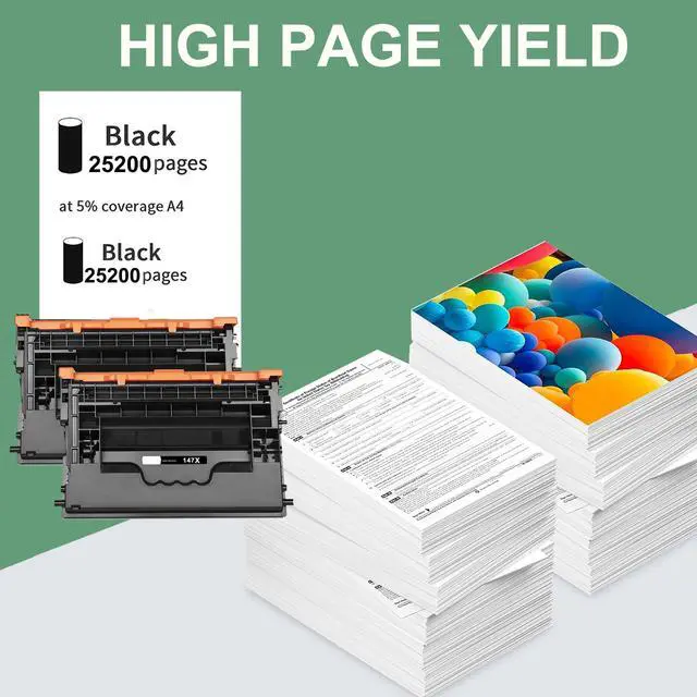 Alt view image 4 of 7 - 147X Black Toner Cartridge 2-Pack with Chip Compatible Replacement for HP 147X 147A W1470X W1470A for HP LaserJet Enterprise M610n M611dn M611x M612dn M612x MFP M634h M635fht Printer High Yield Ink