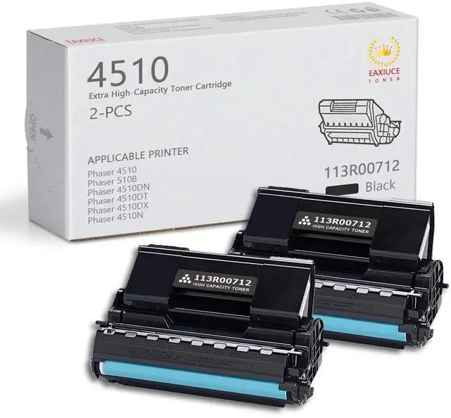 Main image of Phaser 4510 High Capacity Toner Cartridge 113R00712 (2-Pack,Black) - Eaxiu 113R00712 Toner Cartridge (20,000 Pages) Replacement for Xerox Phaser 4510 510B 4510DN 4510DT 4510DX 4510N Printer