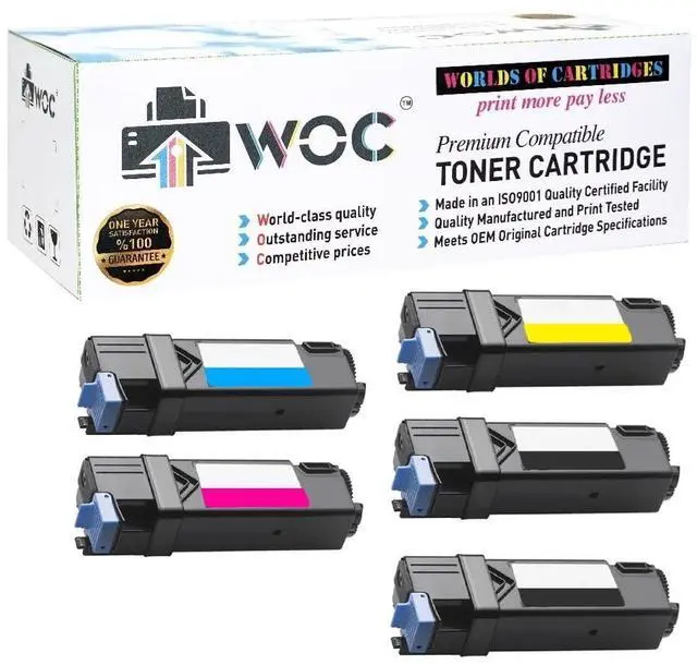 Main image of WOC Compatible Toner Cartridge Replacement for Xerox | 106R01278 / 106R01279 / 106R01280 / 106R01281 (5-Pack: Cyan + Magenta + Yellow + 2x Black) for Use in Phaser 6130