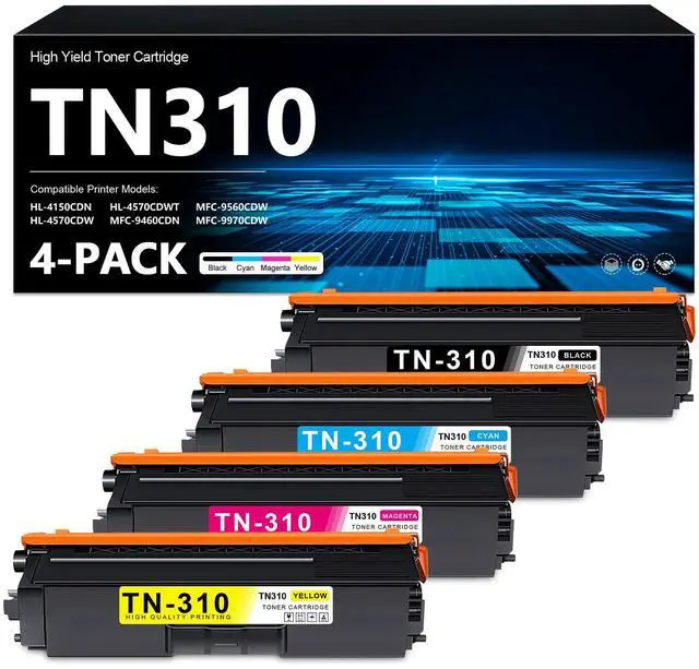 Main image of TN310 Toner Cartridge 4-Color Set TN310BK TN310C TN310M TN310Y Toner | Replacement for Brother TN310 TN-310 Toner Compatible with HL-4150CDN HL-4570CDW MFC-9460CDN MFC-9560CDW MFC-9970CDW