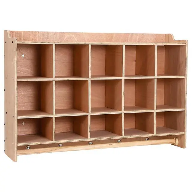 Alt view image 3 of 7 - 5-Section Cubby Storage Organizer with 15 Cubbies Classroom Coat Locker with Anti-Tip Anchors for Daycare, Kindergarten & Home Use