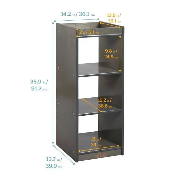 Alt view image 3 of 7 - 3-Cube Double-Sided Vertical Storage Organizer, Classroom Furniture, Grey Wash