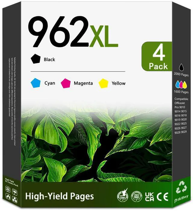 Main image of 962XL Ink Cartridges High Yield Replacement for HP 962 XL Ink Cartridges OfficeJet Pro 9010 9014 9015 9018 9019 9020 9022 9025 9026 Printer (4-Pack, Black/Cyan/Magenta/Yellow)