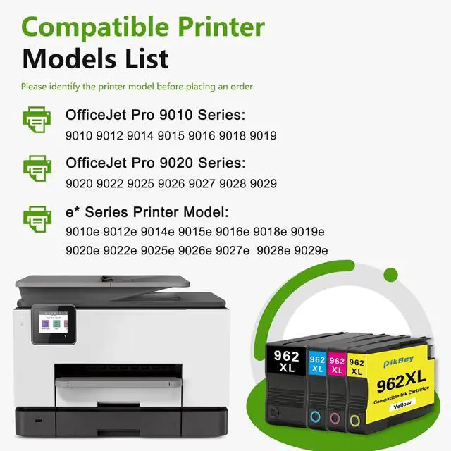 Alt view image 2 of 6 - 962XL Ink Cartridges High Yield Replacement for HP 962 XL Ink Cartridges OfficeJet Pro 9010 9014 9015 9018 9019 9020 9022 9025 9026 Printer (4-Pack, Black/Cyan/Magenta/Yellow)