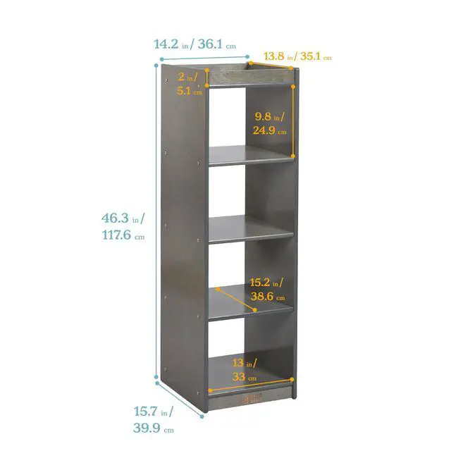Alt view image 3 of 7 - 4-Cube Double-Sided Vertical Storage Organizer, Classroom Furniture, Grey Wash