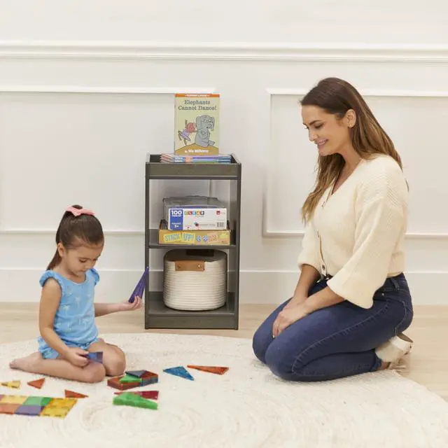 Alt view image 2 of 7 - 2-Cube Double-Sided Vertical Storage Organizer, Classroom Furniture, Grey Wash