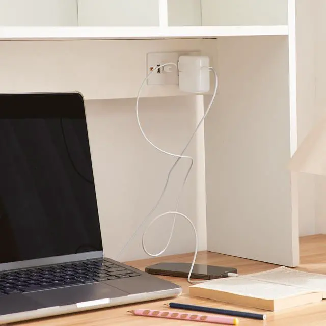 Alt view image 3 of 4 - The College Cube Dorm Desk Bookshelf with Outlet - White