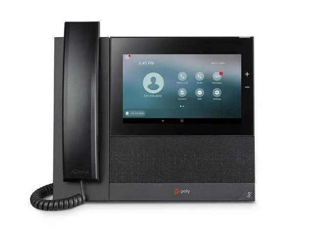 Alt view image 2 of 5 - Poly CCX 600 Desktop Business Media Phone (Polycom) - with Handset - Open SIP - Power Over Ethernet (POE) - 7-Inch Color Touchscreen - Works with Zoom (Certified), Teams, & More