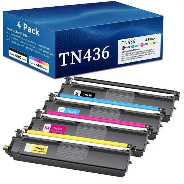 Main image of TN436 Toner Cartridge 4 Pack Compatible for Brother TN436 TN-436 BK/C/M/Y | TN 436 Super High Yield TN433 TN431 Use with HL-L8260CDW L8360CDW MFC-L8690CDW L8900CDW DCP-L8410CDW Printers (4 Pack)