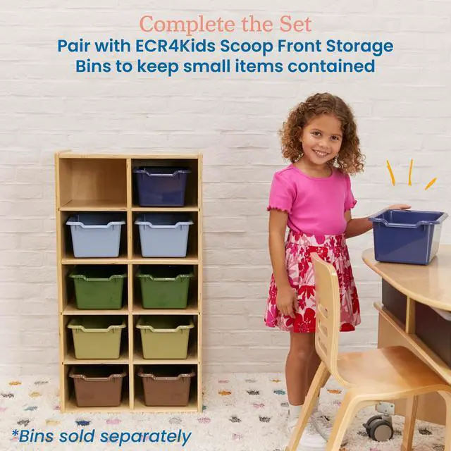 Alt view image 5 of 7 - Streamline 10 Cubby Tray Storage Cabinet, 5x2, Classroom Furniture, Natural