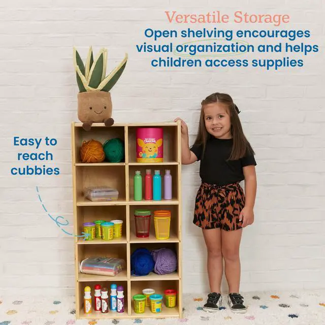 Alt view image 4 of 7 - Streamline 10 Cubby Tray Storage Cabinet, 5x2, Classroom Furniture, Natural