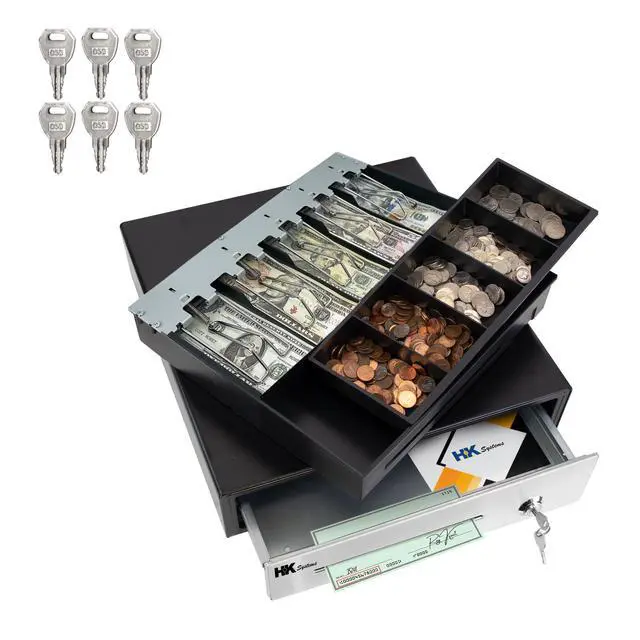 Alt view image 2 of 7 - 16inch "Stainless Steel" Front Heavy Duty POS "USB" Interface Cash Drawer with 5Bill/5Coin (BLACK) "NO compatibility with Square POS system for now"