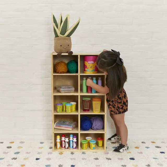 Alt view image 2 of 7 - Streamline 10 Cubby Tray Storage Cabinet, 5x2, Classroom Furniture, Natural