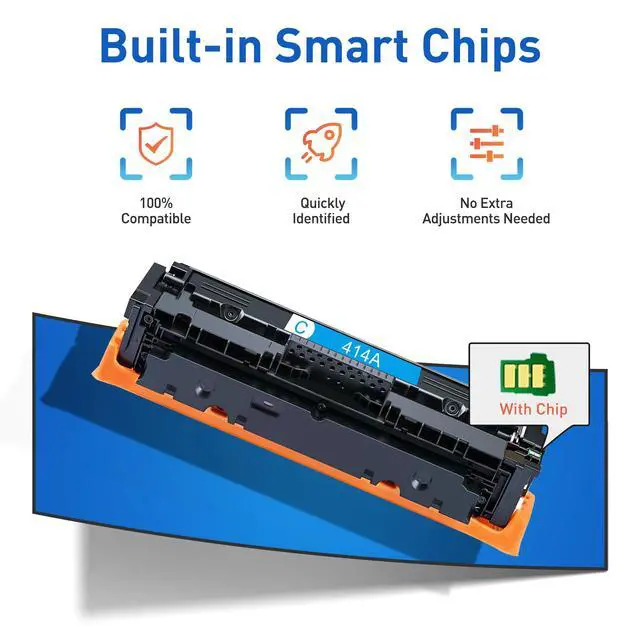 Alt view image 4 of 7 - for Hp 414A Toner Cartridges 4 Pack 414A Toner with Chip | Compatible with HP 414A 414X for Color LaserJet Pro M479fdn M479fdw M454dw M454dn M454 M455dn M479 Printer(1BK+1C+1M+1Y)