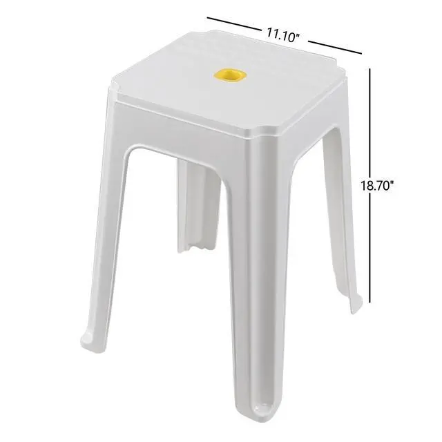 Alt view image 3 of 7 - 6-Pack 18.7 inch Height Square Portable Plastic Seat Stool, White | Convenient Carry Hole, Stable Support Legs, Stackable for Storage, for Home Restaurant School Party Use