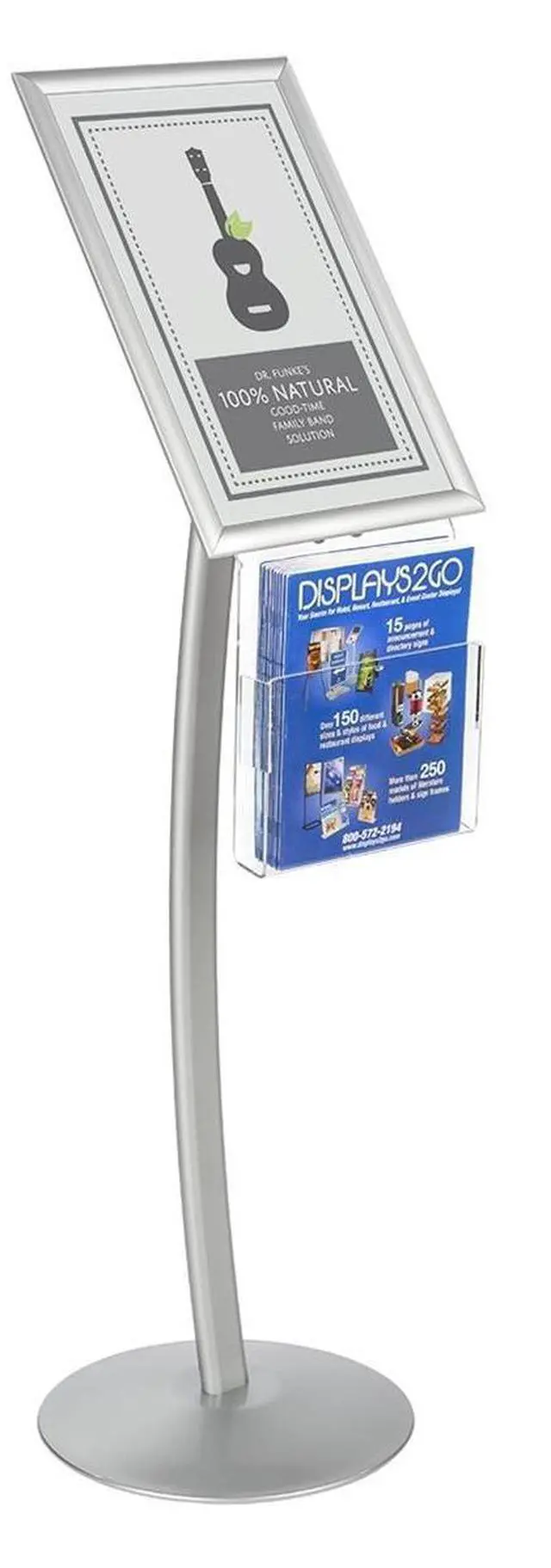 Main image of CMB17NGW Floor Sign Stand with Literature Pocket, Snap Frame for 11x17-Inch Poster, Silver