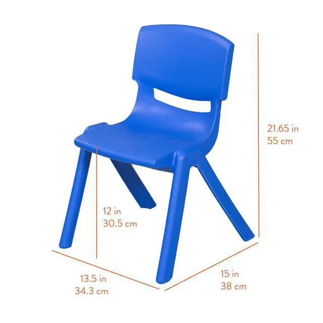 Alt view image 3 of 7 - Stackable School Chairs 10-Pack - Classroom Furniture for Kids, 12 Seat Height, Blue Plastic Chairs, Indoor/Outdoor, Lightweight & Durable