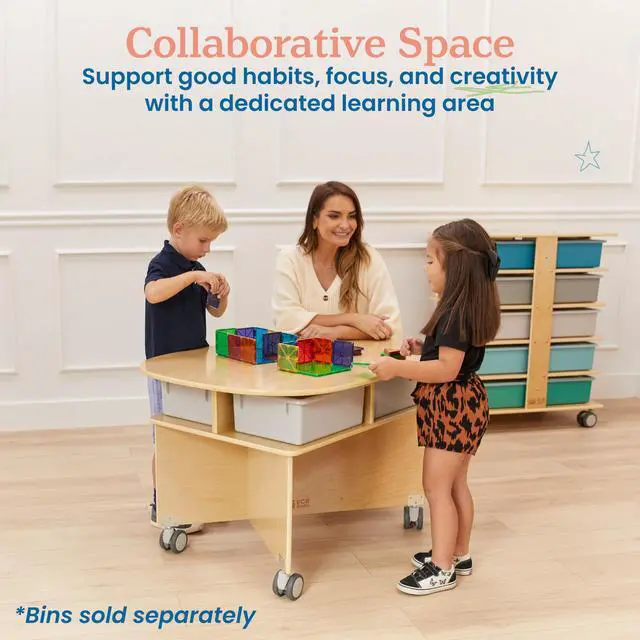 Alt view image 4 of 7 - Mobile Collaboration Activity Table with Storage, Multipurpose Furniture, Natural