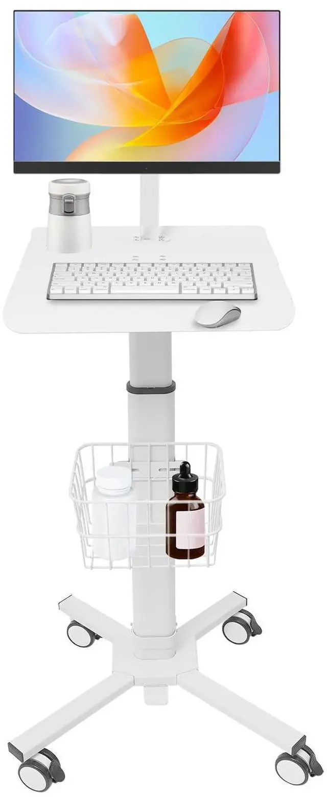 Main image of Medical Cart, Mobile Laptop Cart on Wheels, Load up to 17.6 lbs, Standing Rolling Desk Adjustable Height, Portable Workstation for, Medical Devices Cart for Couch, Home, Office