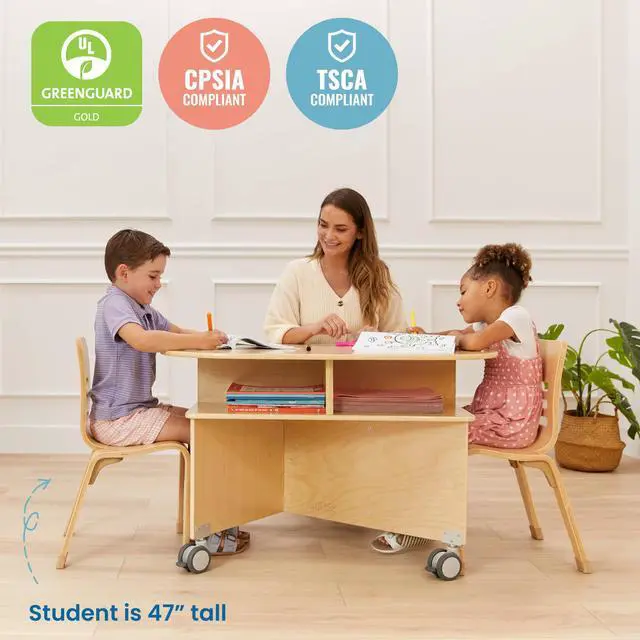 Alt view image 7 of 7 - Mobile Collaboration Activity Table with Storage, Multipurpose Furniture, Natural