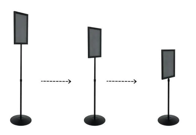 Alt view image 4 of 6 - 11x17 Sign Stand with Height-Adjustable Post, Top-Loading Sign Frame Includes PVC Backer and 2 Non-Glare Lenses for Double-Sided Presentations, Aluminum (Black)